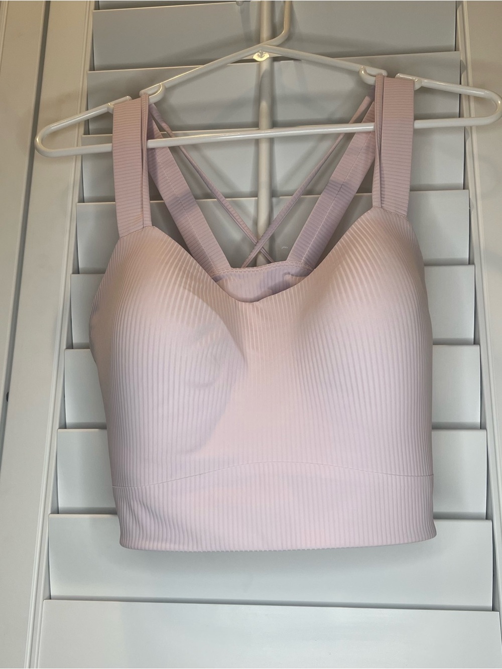 Women’s Lululemon like a cloud longline Ribbed Meadowsweet Pink Sports Bra Top